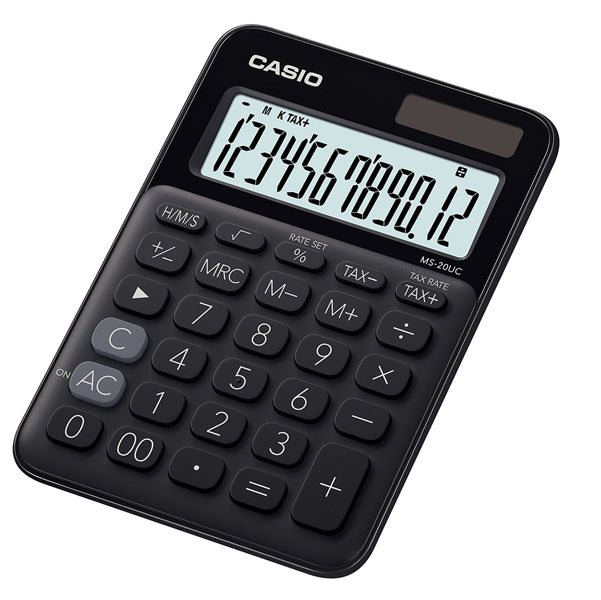 CASIO - MS-20UC-BK-W-EC - Calcolatrice da tavolo MS 20UC - 105x149,5x23 mm - 12 cifre - plastica - nero - Casio