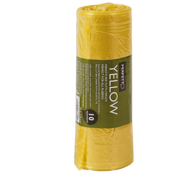 PERFETTO - 0360B - Sacchi rifiuti Classic - 70 x 110 cm - 120 L - 20 micron - giallo - Perfetto - conf. 10 pezzi