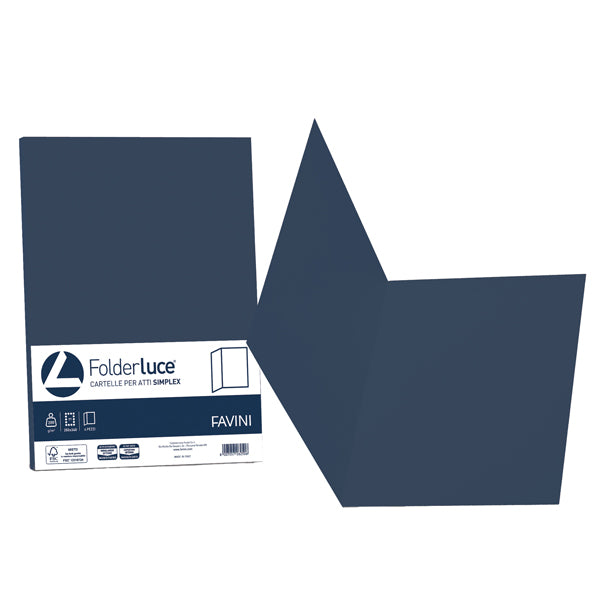 FAVINI - A506664 - Cartelline semplici Luce - 200 gr - 25 x 34 cm - blu cobalto - Favini - conf. 50 pezzi