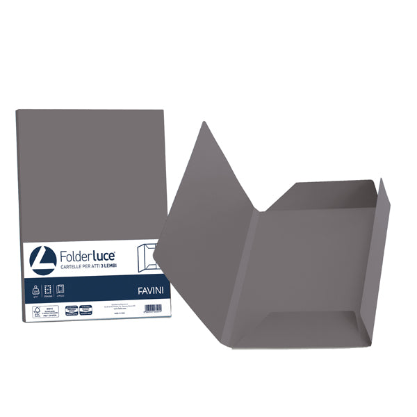 FAVINI - A504434 - 25 cartelline Luce lembi - 200 gr - 24,5 x 34,5 cm - grafite - Favini - conf. 25 pezzi