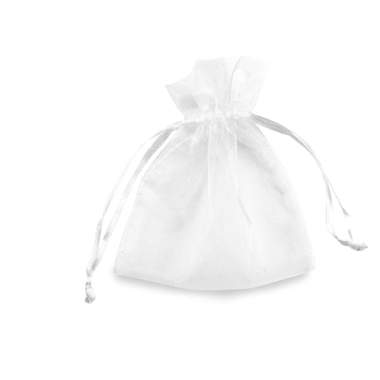 PNP - UL550DLL02VBI - Sacchetti bomboniera Milly - 8,5 x 10 cm - organza - bianco - PNP - conf. 20 pezzi