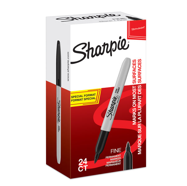 SHARPIE - 2077128 - Marcatore permanente fine - punta conica 1,0 mm - nero - Sharpie - value pack 20 + 4 pezzi