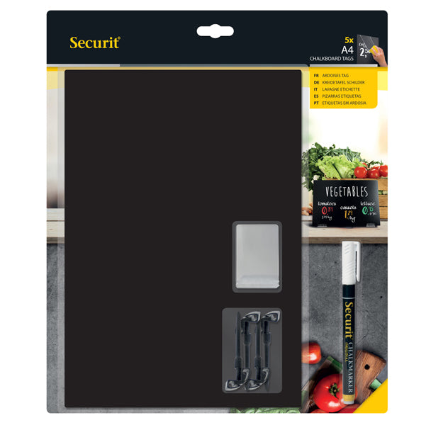 SECURIT - TAG-A4-WT - Tag - 21 x 29,7 cm (A4) - nero - Securit - set 5 pezzi