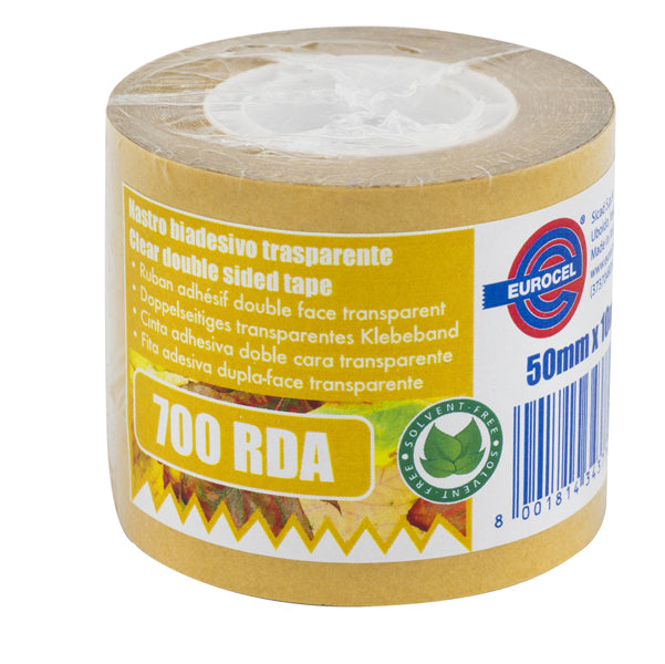 EUROCEL - 046016354 - Nastro biadesivo 700RDA - in termo singolo + etichetta - 5 cm x 10 m - trasparente -Eurocel