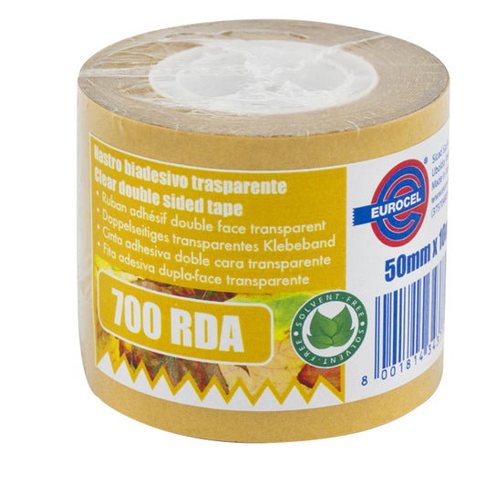 EUROCEL - 046016354 - Nastro biadesivo 700RDA - in termo singolo + etichetta - 5 cm x 10 m - trasparente -Eurocel
