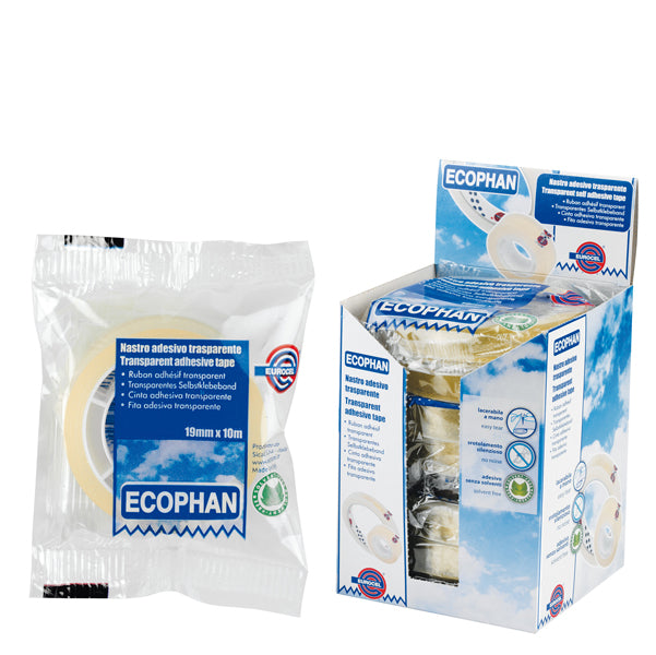 EUROCEL - 001416197 - Nastro adesivo Ecophan - in caramella - 1,9 cm x 10 m - trasparente - Eurocel