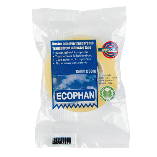 EUROCEL - 001416153 - Nastro adesivo Ecophan - in caramella - 1,5 cm x 33 m - trasparente - Eurocel