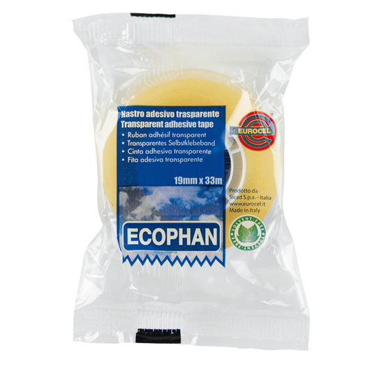 EUROCEL - 001416203 - Nastro adesivo Ecophan - in caramella - 1,9 cm x 33 m - trasparente - Eurocel