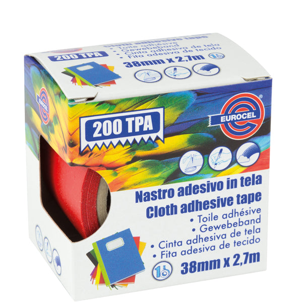 EUROCEL - 016214314 - Nastro adesivo telato TPA 200 - 3,8 cm x 2,7 m - rosso - Eurocel
