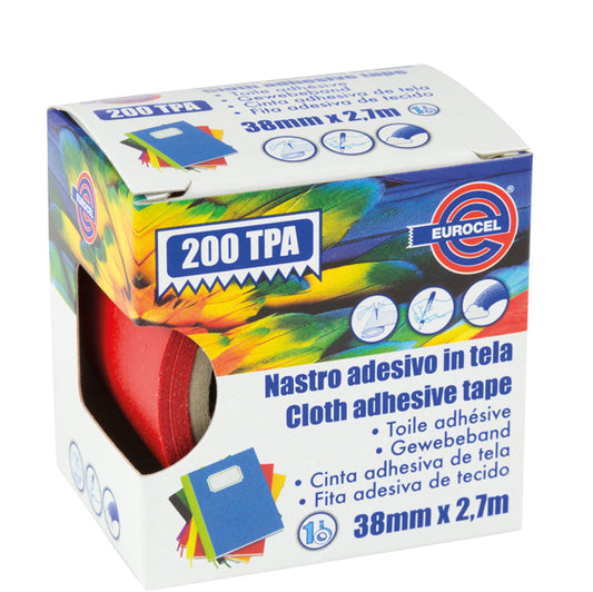 EUROCEL - 016214314 - Nastro adesivo telato TPA 200 - 3,8 cm x 2,7 m - rosso - Eurocel