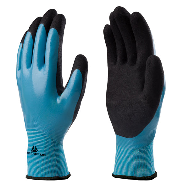 DELTAPLUS - VV636BL10 - Guanti WetDry VV636BL - poliammide - palmo in nitrile - taglia 10 - blu-nero - Deltaplus