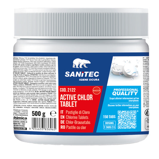 Sanitec - 2122 - Cloro attivo concentrato - Tablet 500 gr - Sanitec