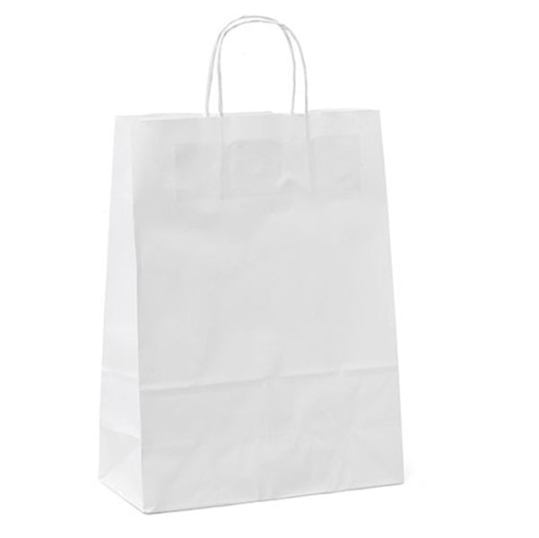 Mainetti Bags - 072130 - Shopper - maniglie cordino - 18 x 8 x 24 cm - carta kraft - bianco - Mainetti Bags - conf. 25 pezzi