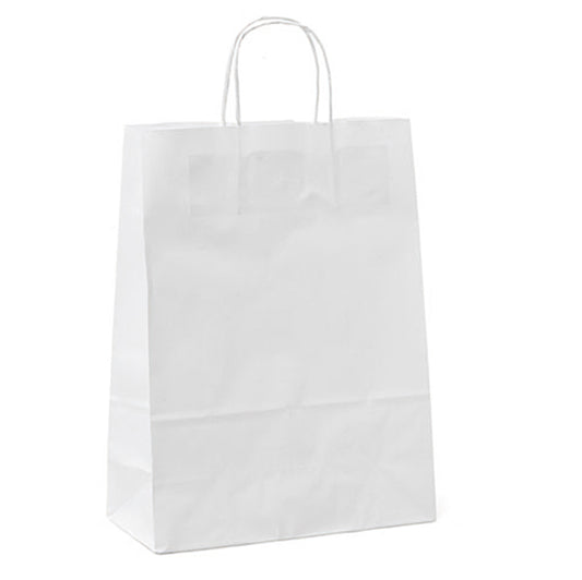 Mainetti Bags - 031496 - Shopper - maniglie cordino - 26 x11 x 34,5 cm - carta kraft - bianco - Mainetti Bags - conf. 25 pezzi