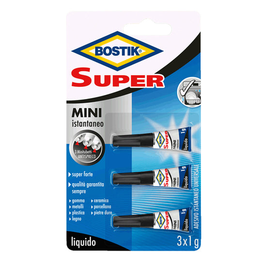 BOSTIK - D2743 - Colla istantanea universale - Super Mini blister - 3 x 1 gr - trasparente - Bostik