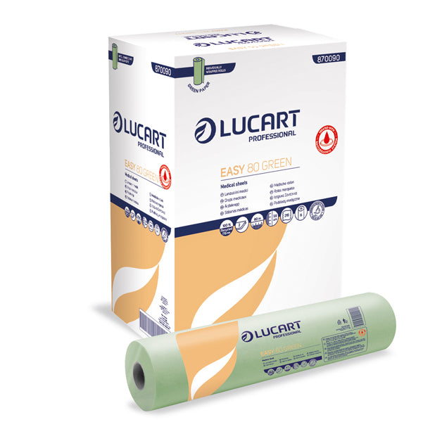 Lucart - 870090 - Lenzuolino medico Easy 80 Green - diametro 14 cm - 59 cm x 80 mt - Lucart