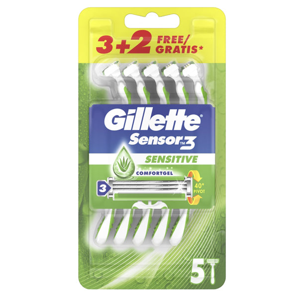GILLETTE - PG119 - Gillette Sensor 3 Sensitive - confezione usagetta 3 + 2 pezzi