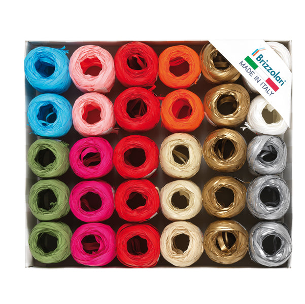 BRIZZOLARI - 01003500 - Ovine in Rafia sintetica - 5 mm x 20 mt - colori natalizi assortiti - Brizzolari - conf. 30 pezzi