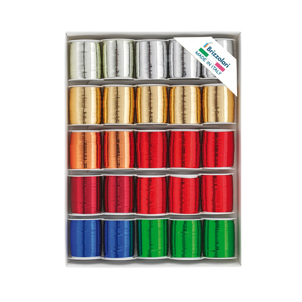BRIZZOLARI - 00308500 - Rocche di nastro 6870 - colori assortiti metal - 10 mm x 10 mt - colori assortiti - Brizzolari - conf. 25 pezzi