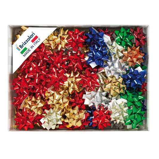 BRIZZOLARI - 00063400 - Stelle di nastro metal 6870 - 10 mm - diam. 5 cm - colori assortiti - Brizzolari - conf. 100 pezzi