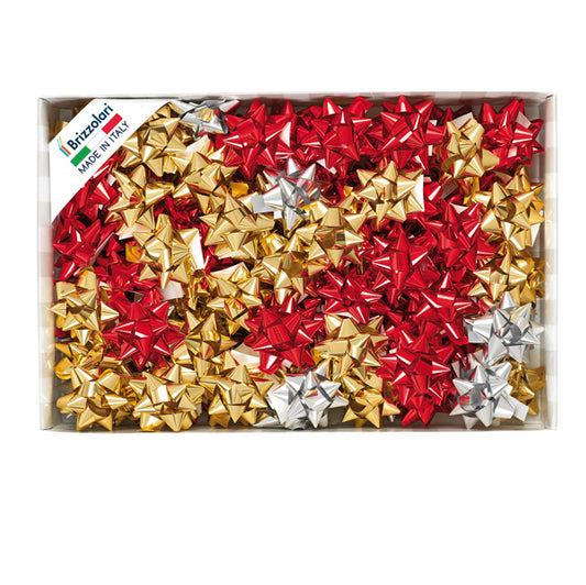 BRIZZOLARI - 00065900 - Stelle di nastro metal 6870 - 14 mm - diam. 6,5 cm - colori assortiti - Brizzolari - conf. 100 pezzi