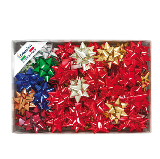 BRIZZOLARI - 00068400 - Stelle di nastro metal 6870 - 19 mm - diam. 9 cm - colori assortiti - Brizzolari - conf. 70 pezzi