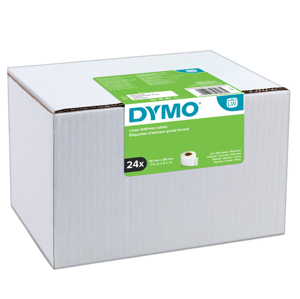 DYMO - S0722390 - Rotolo etichette indirizzi estesi - 36 x 89 mm - bianco - 260 etichette - rotolo - Dymo LW - value pack 24 pezzi