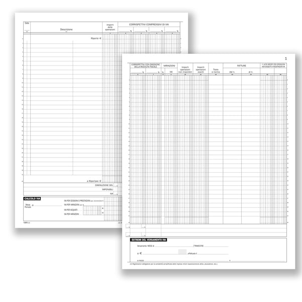 DATA UFFICIO - DU1386N0000 - Registro Corrispettivi - 16 pagine numerate - 31 x 24,5 cm - DU1386N0000 - Data Ufficio