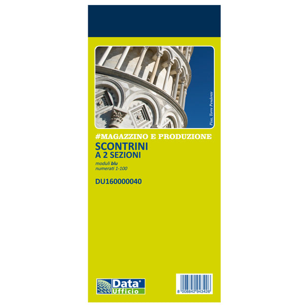 DATA UFFICIO - DU160000040 - Blocco scontrino 2 sezioni - 100 copie numerate - blu - 5,8 x 13 cm - DU160000040 - Data Ufficio