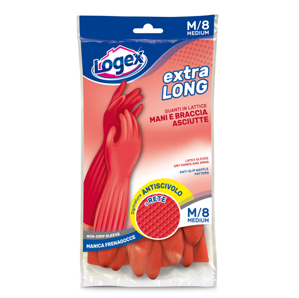 LOGEX PROFESSIONAL - 3549LXM - Guanti in lattice Extralong - taglia M - rosso - Logex Professional