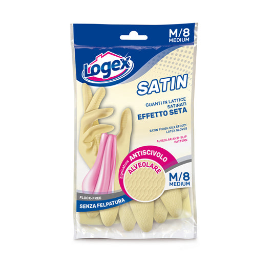 LOGEX PROFESSIONAL - 1256LXM - Guanti in lattice Satin - taglia M - crema - Logex Professional