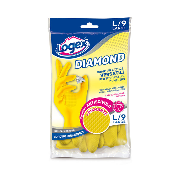 LOGEX PROFESSIONAL - 1253LXL - Guanti in lattice Diamond - taglia L - giallo - Logex Professional
