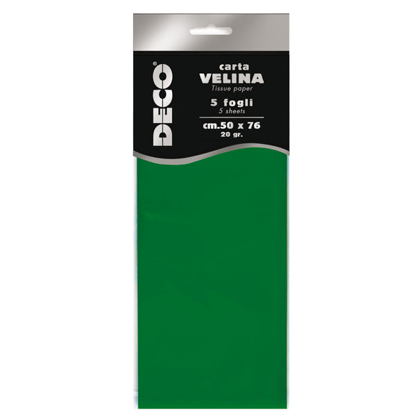 DECO - 12283-16 - Carta velina - 20 gr - 50 x 76 cm - verde chiaro - Deco - busta 5 fogli