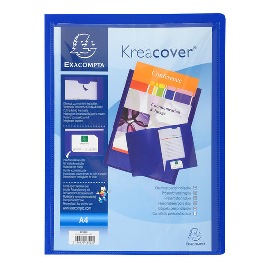 EXACOMPTA - 43502E - Cartella di presentazione Kreacover - in PP - 2 alette - blu - A4 - Exacompta