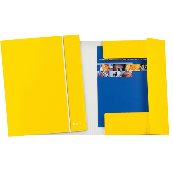 LEITZ - 39830016 - Cartella con elastico WOW - cartoncino plastificato - 3 lembi - 25x35cm - giallo - Leitz