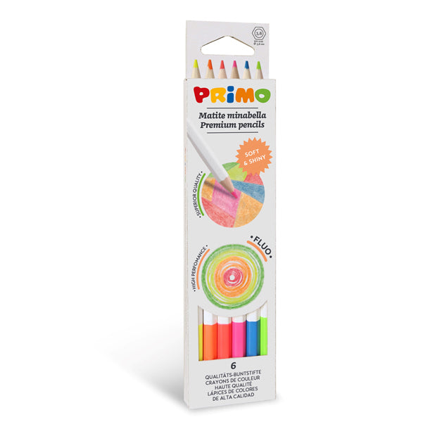 PRIMO - MOROCOLOR - 5251MINAB6F - Matite colorate Minabella - diametro mina 3,8 mm - colori fluo assortiti - astuccio 6 pezzi