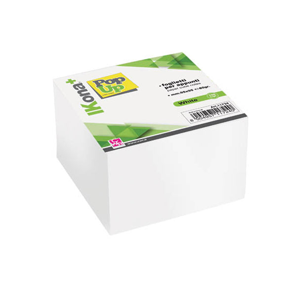 IKona+ - 11724 - Foglietti Cubo - collato su un lato - bianco - 9,5 x 9,5 cm - 700 fogli - IKona+