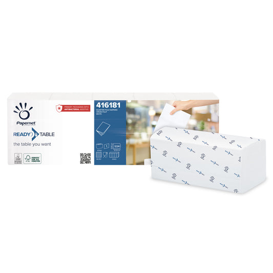 PAPERNET - 416181 - Tovaglioli interfogliati 1-4 Fold - 33 x 22 cm - monovelo - bianco - Papernet - conf. 224 pezzi