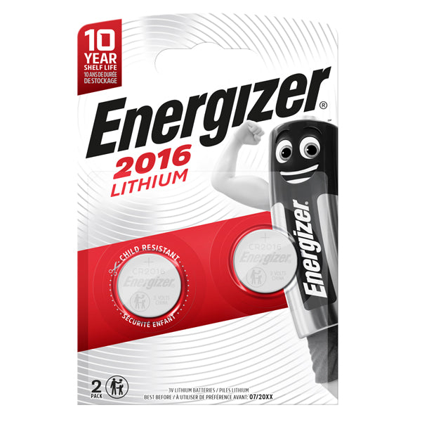 Energizer - E300789000 - Pile CR2016 Lithium - 3V - Energizer specialistiche - blister 2 pezzi