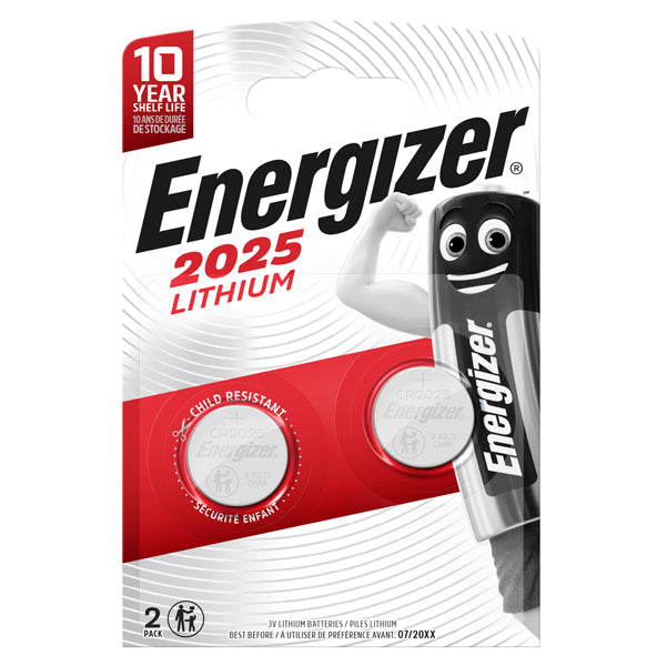 Energizer - E300788900 - Pile CR2025 Lithium - 3V - Energizer specialistiche - blister 2 pezzi