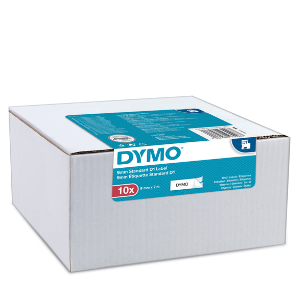 DYMO - 2093096 - Nastri Dymo D1 - 9 mm x 7 mt - nero-bianco - Dymo - value pack 10 pezzi