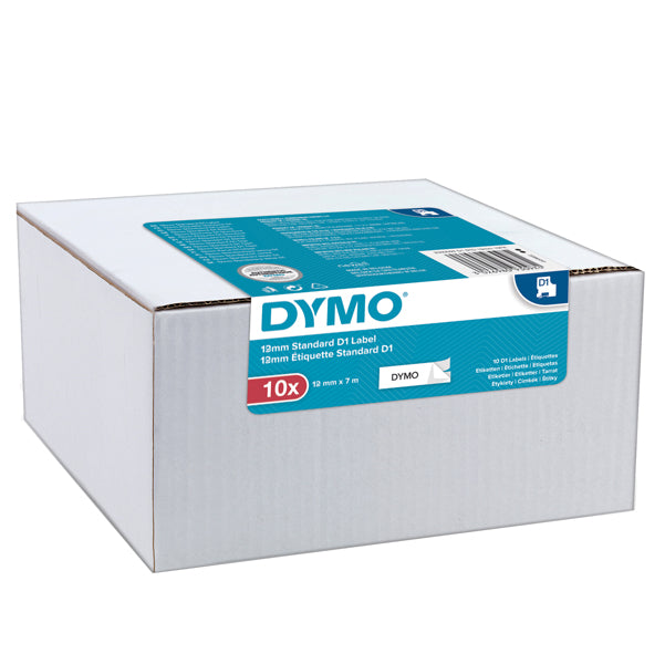 DYMO - 2093097 - Nastri Dymo D1 - 12 mm x 7 mt - nero-bianco - Dymo - value pack 10 pezzi