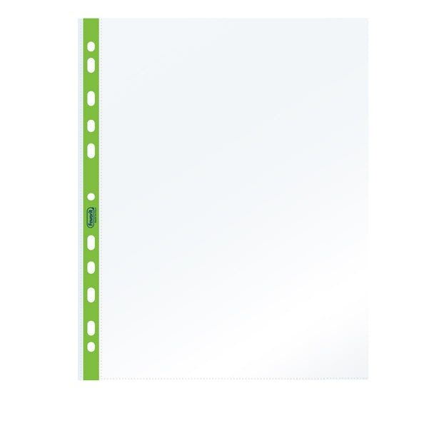 FAVORIT - 400136865 - Buste forate - PPL - con banda verde neon - liscia - 22 x 30 cm - Favorit - conf. 25 pezzi