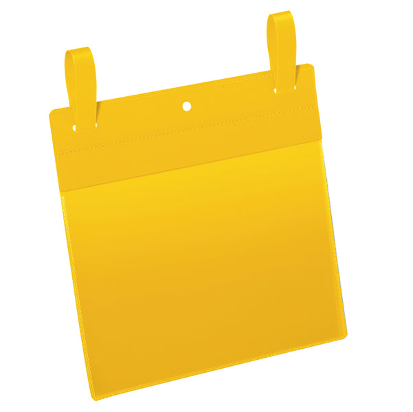 DURABLE - 1749-04 - Buste identificative - con fascette di aggancio - A5 orizzontali - giallo - Durable - conf. 50 pezzi