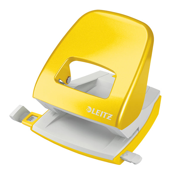 LEITZ - 50081216 - Perforatore 5008 New NeXXt WOW - passo 8 cm - max 30 fogli - 2 fori - giallo - Leitz