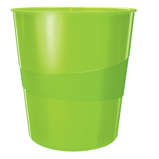 LEITZ - 52781054 - Cestino gettacarte WOW - altezza 32,4 cm - diametro 29 cm - 15 L - verde lime - Leitz