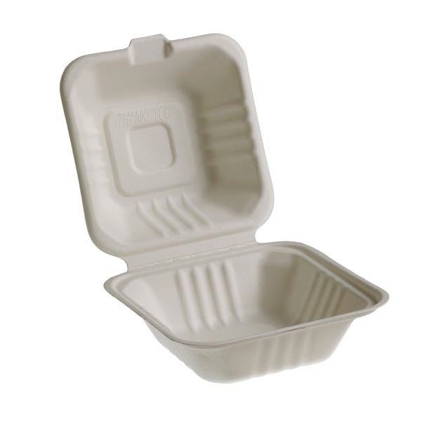 Leone - Q2022 - Vaschette Hamburger box Take Away Bio - 15 x 15 cm - Leone - conf. 50 pezzi