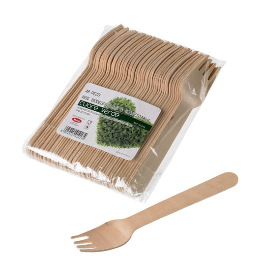 Leone - Q1013 - Forchette in legno - 16 cm - Leone - conf. 48 pezzi