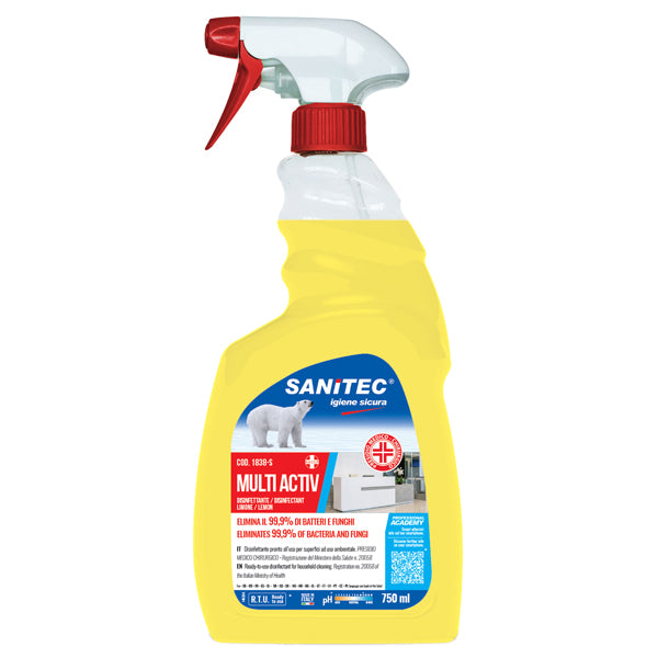 Sanitec - 1838-S - Sgrassatore disinfettante Multi Activ Limone - 750 ml - Sanitec