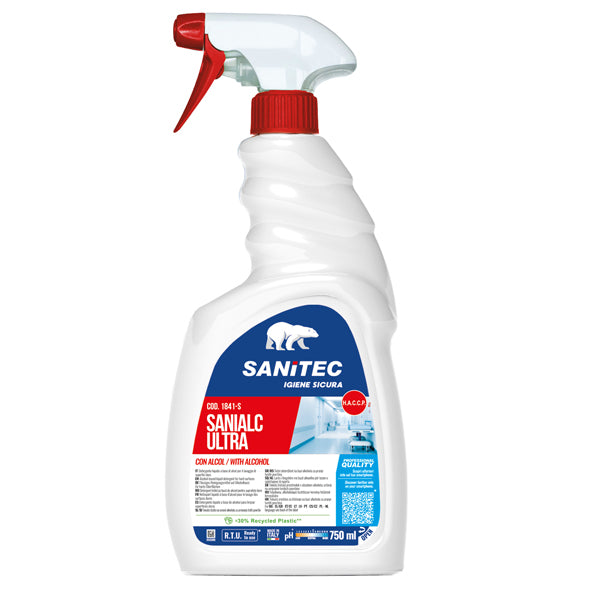 Sanitec - 1841-S - Detergente alcolico per superfici e tessuti Sanialc Ultra - 750 ml - Sanitec